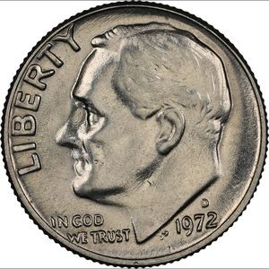 Clashed Dies MINT ERROR AU 58  1972 D DIME